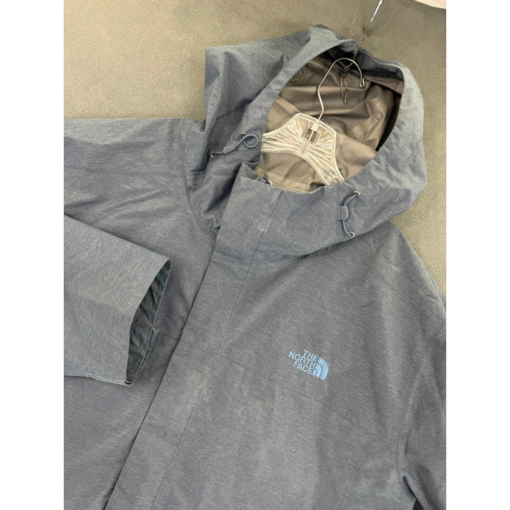 The North Face Mens XXXL Blue Heathered Hooded Rain Jacket Full Zip Shell
